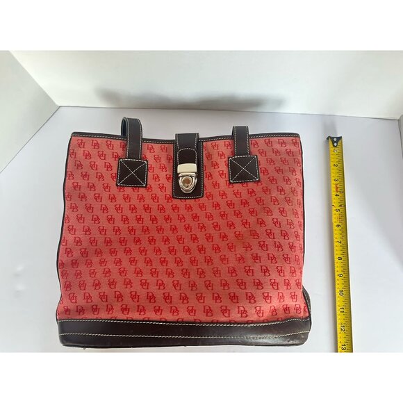Dooney & Bourke Shoulder Bag Pink Red Canvas Sign. Logo Leather Trim Mean Girls - Picture 14 of 14